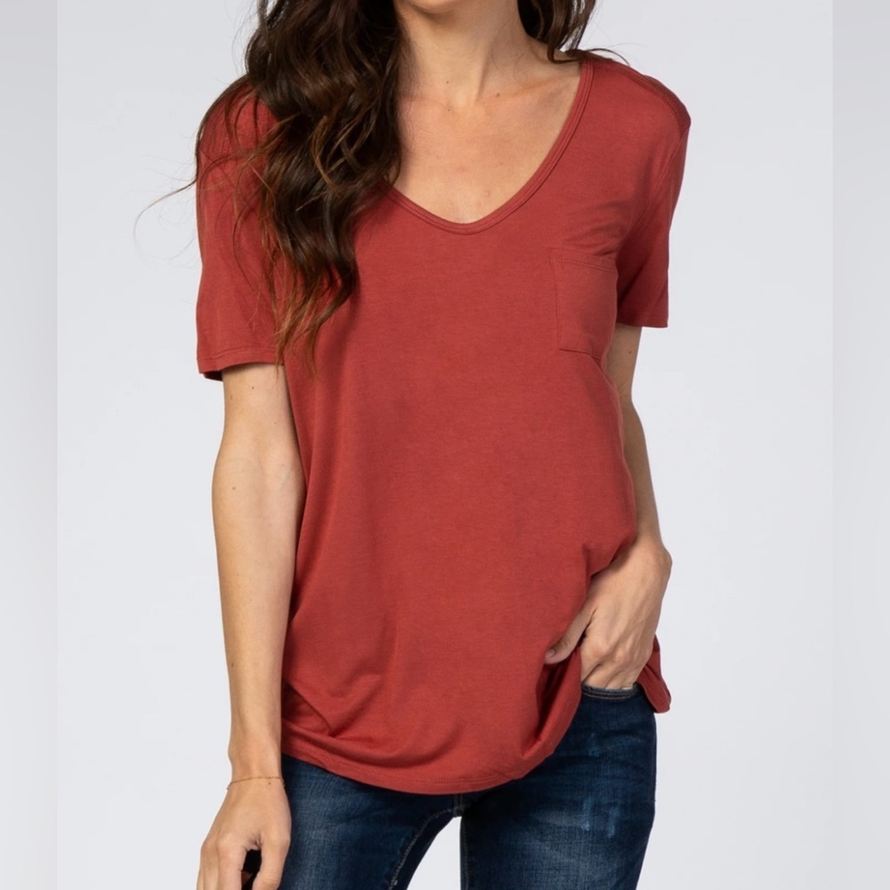 la miel Rust Scoop Neck Pocket Top from MikaRose - Size Small, worn twice